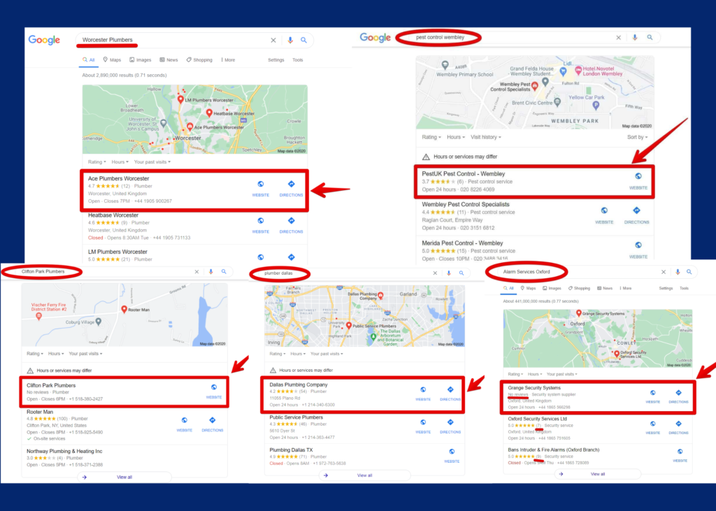 Local SEO Clients from different niches